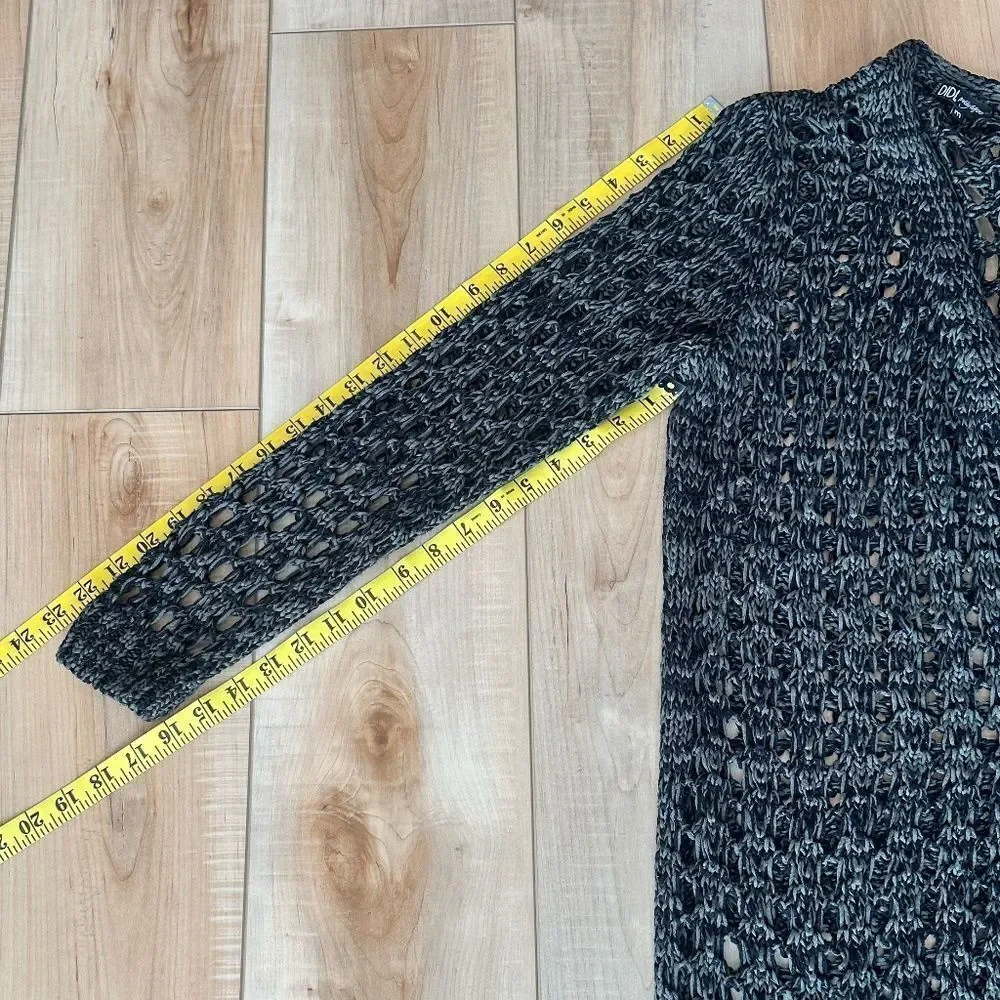 DIDI Womens Long Open Knit Lightweight Cardigan Dark Green/Black Size Med - Picture 6 of 13